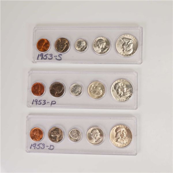 3pc 1953-S, P & D United States Coin Sets