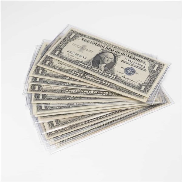 13pc 1935 D,E,G, 1957, 1957B U.S. One Dollar Silver Certificates
