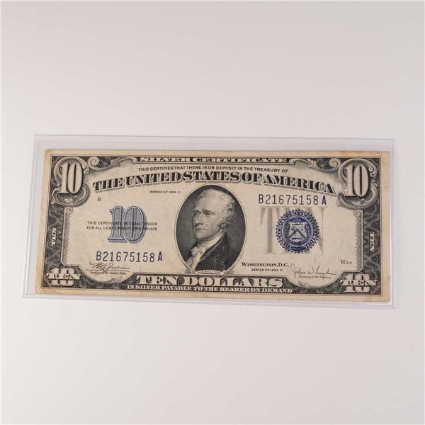 1934C U.S. Ten Dollar Silver Certificate Note