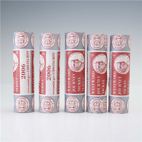 5pc 2006 Jefferson Nickel Rolls, Westward Journey Series