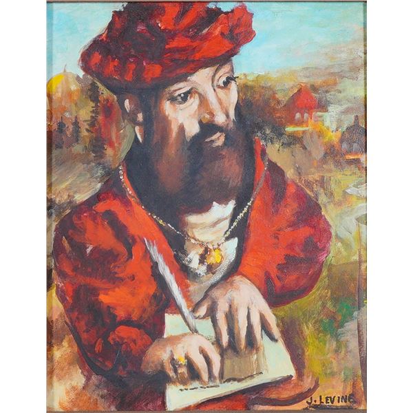 After Jack Levine, Oil on Board, Maimonides Color Study, Signed