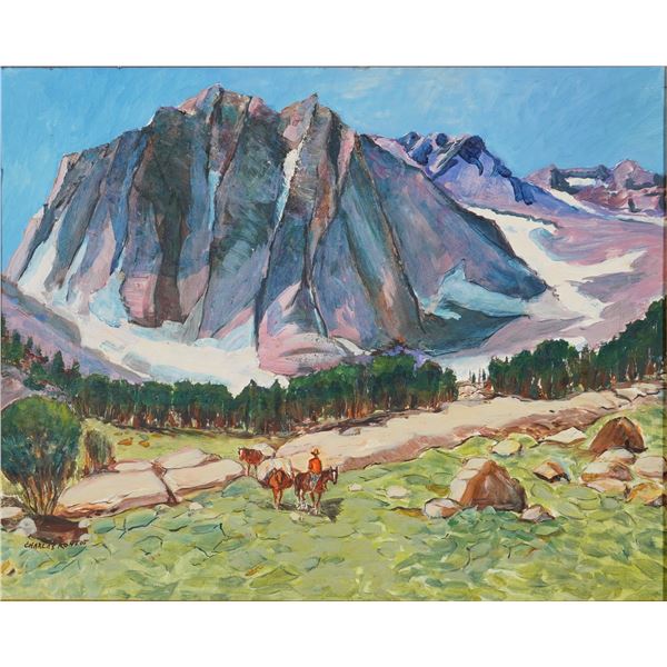 Charles Kontos, Framed Oil on Board, Western Mountain Landscape, Signed