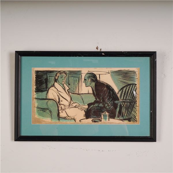 Wayne Hall Original Pen and Ink Illustration - The Golden Totem, Signed