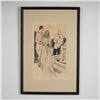 Image 2 : Wayne Hall, Original Ink Drawing on Paper, Love Story, Signed