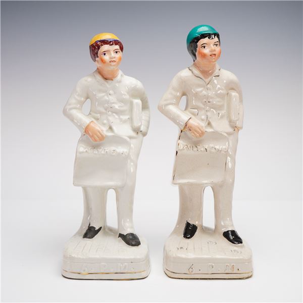 2pc Antique Staffordshire Sculptures , Daily News 6PM