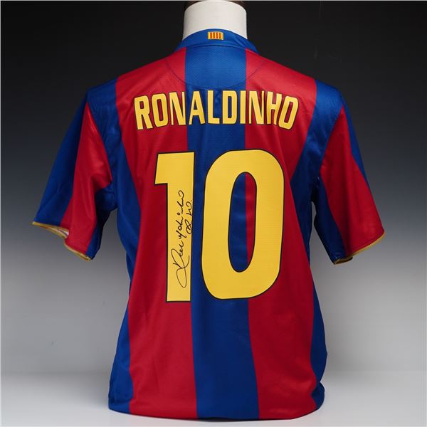 Signed Ronaldinho FC Barcelona 2007-2008 Commemorative Jersey with COA
