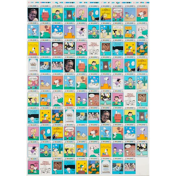 Charles Schulz (Am. 1922-2000) Peanuts Uncut Trading Card Press Sheet