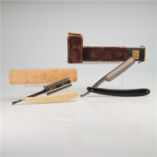 A Pair of H. Boker & Co. and Durham Duplex Razors, Celluloid Handles