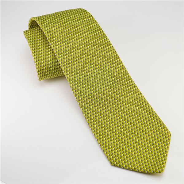 Hermes Paris Green Figure H Geometric Woven Silk Tie