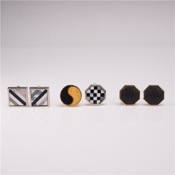 3 Pairs of Art Deco Inspired Geometric Button Covers