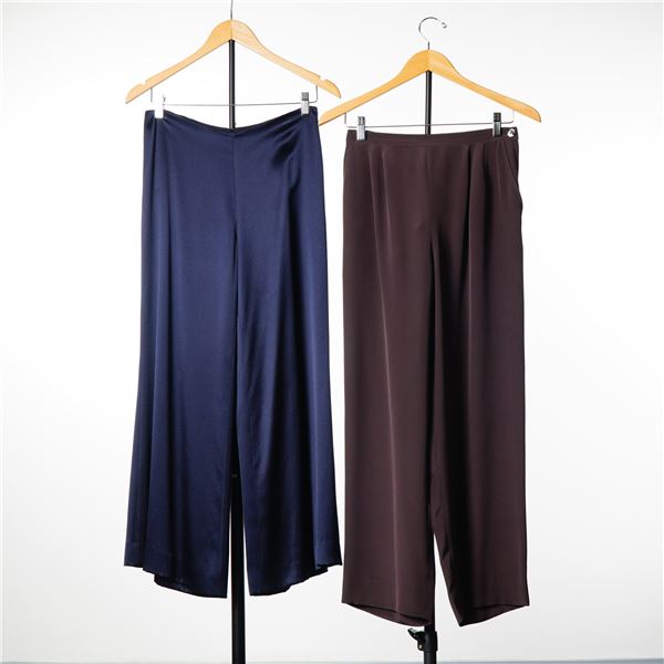 2pc Designer Wide-Leg Silk Trousers, Ralph Lauren and OGGI Miami Beach