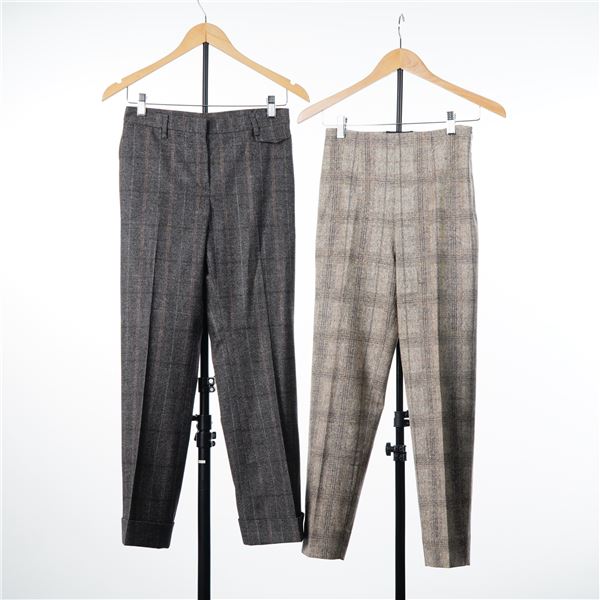 2pc Italian Designer Plaid Trousers Including Piazza Sempione