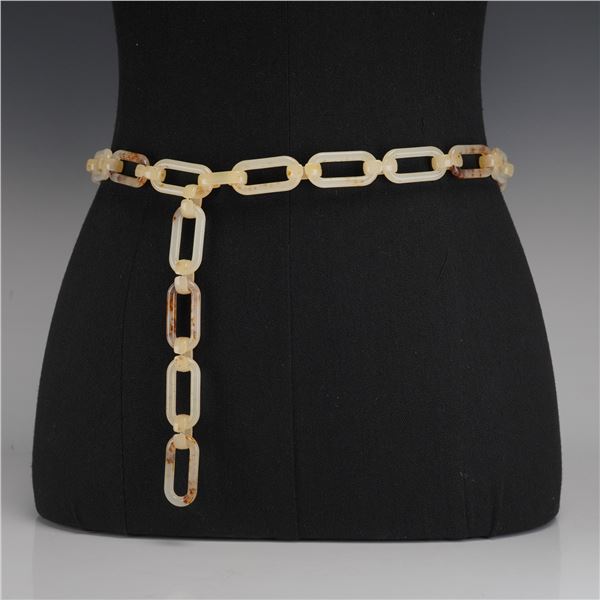 Vintage Faux Tortoiseshell and Cream Resin Chain Link Belt