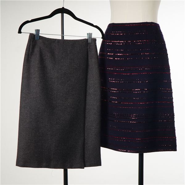 2pc Designer Skirts Including Chanel Tweed and Italian Wool-Blend