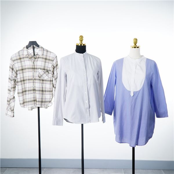 3pc Designer Long Sleeve Blouses by Burberry, Band of Outsiders, and Rag & Bone