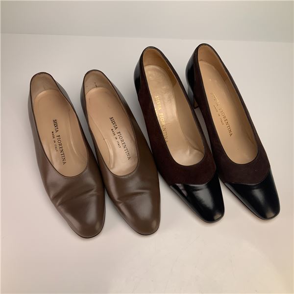 Two Pairs of Silvia Fiorentina Women's Leather and Suede Pumps