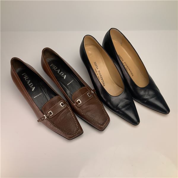 Two Pairs Shoes including Prada and Silvia Fiorentina Leather Pumps