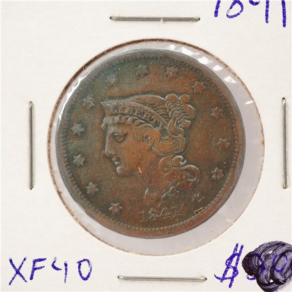 1841 Liberty Braided Hair One Cent Coin