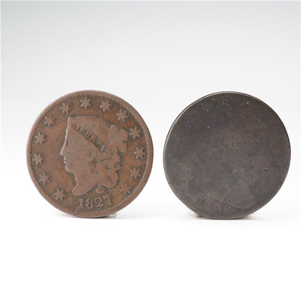 2pc 1798 Draped Bust and 1827 Liberty Head Large Cents