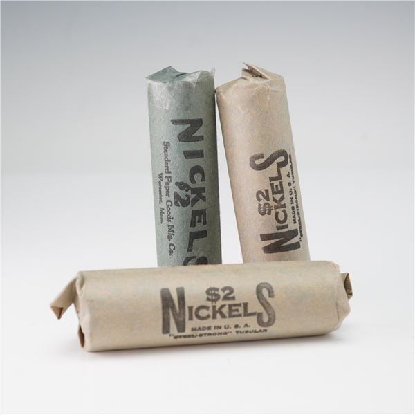 3 Rolls of United States Mint Jefferson Nickels