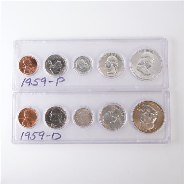 2pc 1959 D,P U.S. Mint Five-Coin Sets