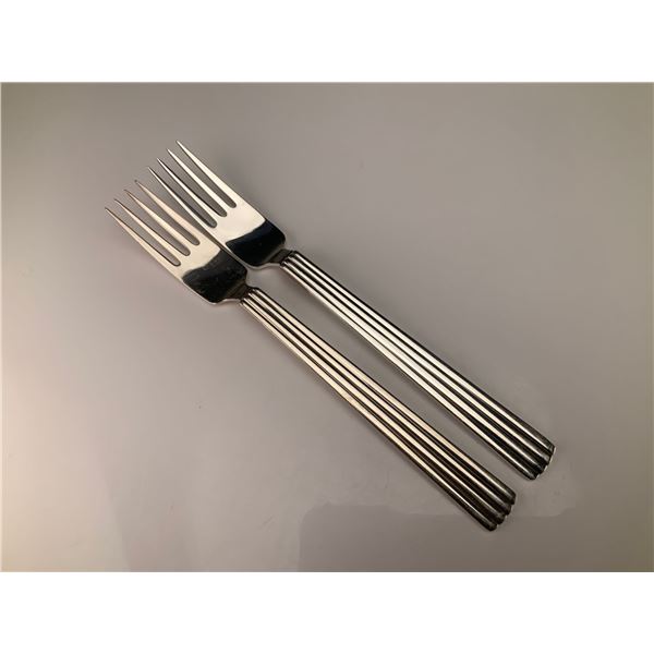 A Pair of Georg Jensen Sterling Silver Bernadotte Pattern Dinner Forks by Sigvard Bernadotte