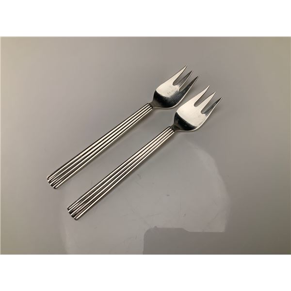 A Pair of Georg Jensen Sterling Silver Bernadotte Fish Forks