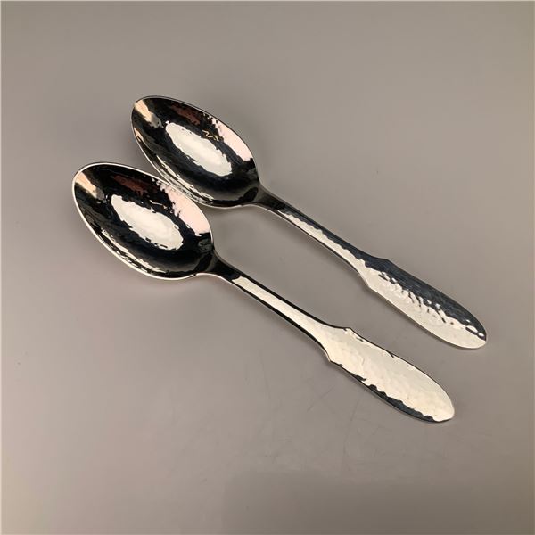 A Pair of Georg Jensen Denmark Mermaid Pattern Silverplate Teaspoons
