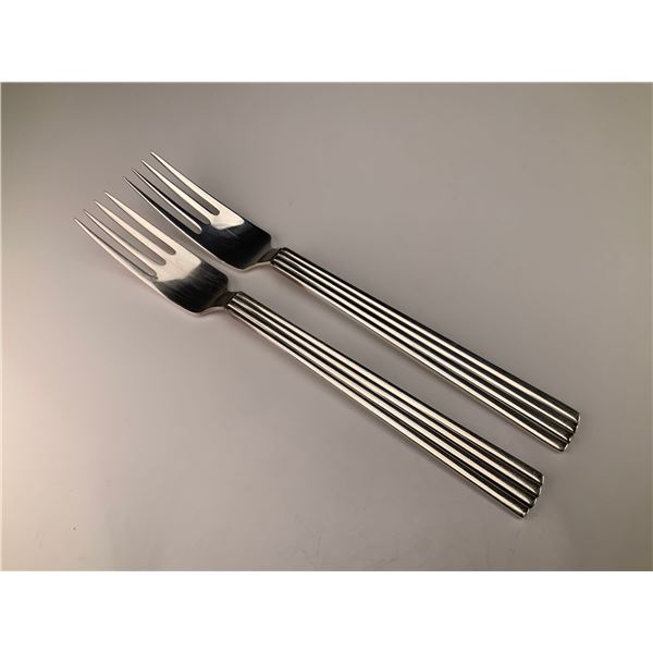 A Pair of Georg Jensen Denmark Sterling Silver Bernadotte Dinner Forks by Sigvard Bernadotte