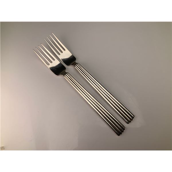 A Pair of Georg Jensen Denmark Sterling Silver Dinner Forks in the Bernadotte Pattern by Sigvard Ber