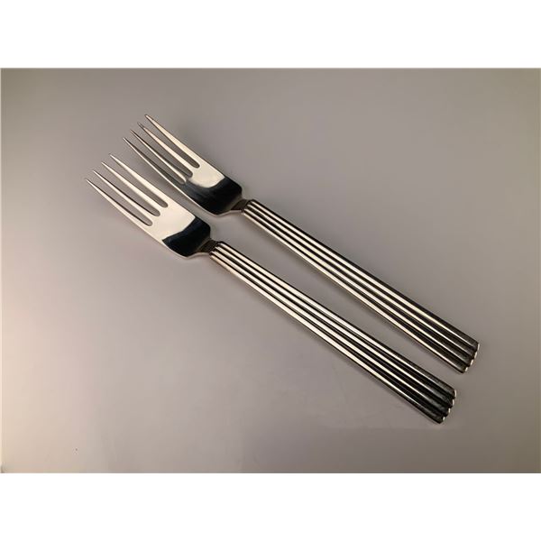 A Pair of Georg Jensen Denmark Sterling Silver Dinner Forks in the Bernadotte Pattern by Sigvard Ber