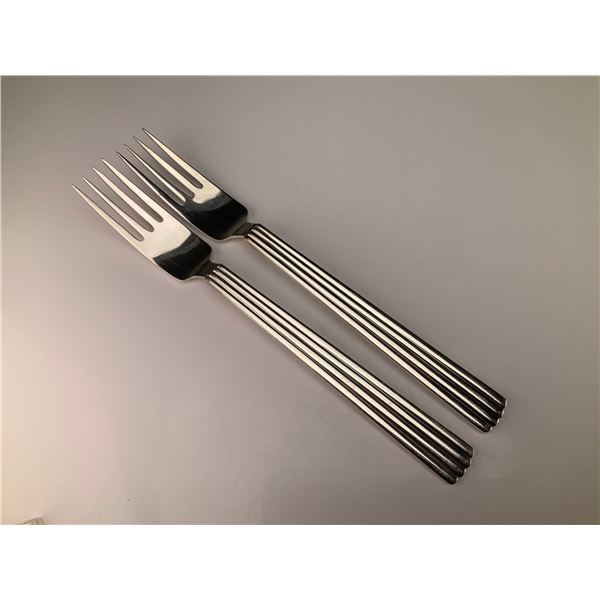 A Pair of Georg Jensen Denmark Sterling Silver Dinner Forks in the Bernadotte Pattern by Sigvard Ber