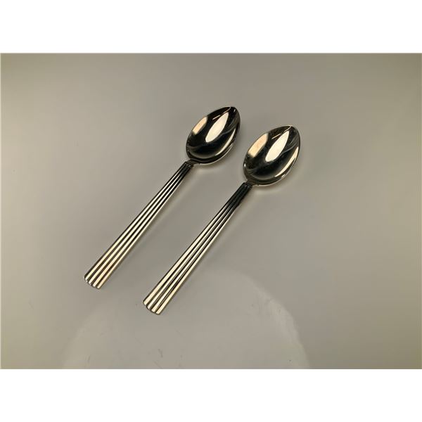 A Pair of Georg Jensen Sterling Silver Bernadotte Dessert Spoons