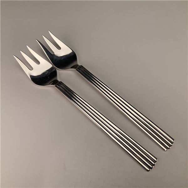 A Pair of Georg Jensen Sterling Silver Bernadotte Fish Forks