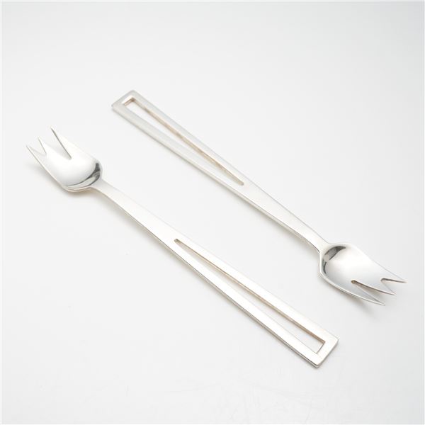 A Pair of Celsa Mexico Sterling Silver Avanti Cocktail Forks