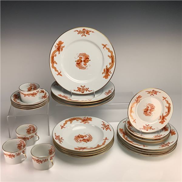 24pc Raynaud Limoges Red Dragon Dinnerware Service Set