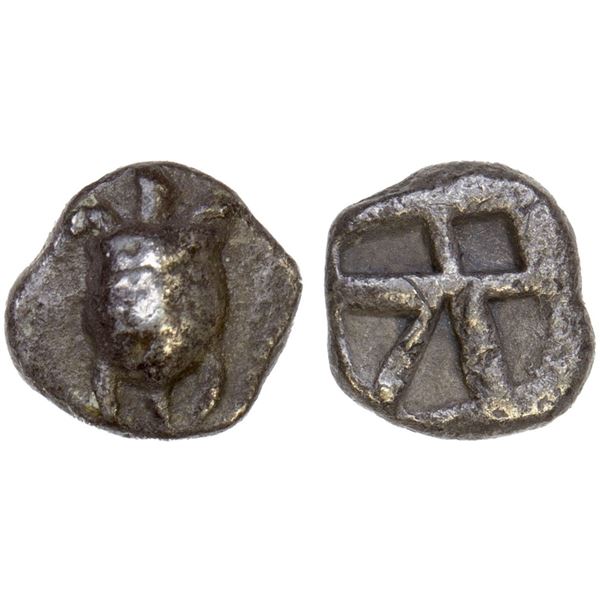 AEGINA: AR hemiobol (0.41g), ca. 480-457 BC, VF