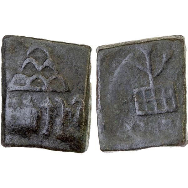 BACTRIA: Agathokles, c. 171-160 BC, AE square unit (5.23g), VF