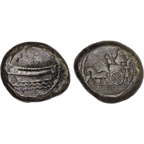PHOENICIA: Sidon, Baalshallim II, ca. 401-366 BC, AR double shekel (dishekel) (27.62g), F-VF