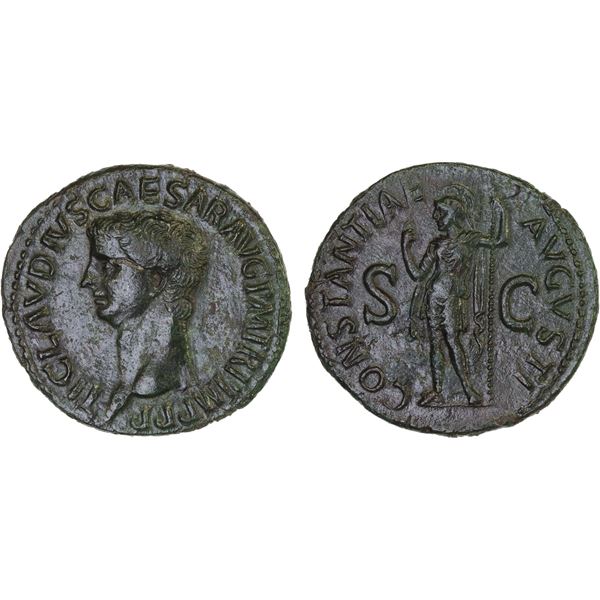 ROMAN EMPIRE: Claudius, 41-54 AD, AE as (8.11g), Rome, 50-54 AD, Choice VF