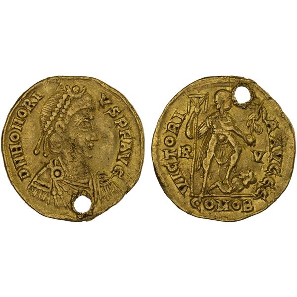 ROMAN EMPIRE: Honorius, 393-423 AD, AV solidus (4.30g), Ravenna, 408-423 AD, VF
