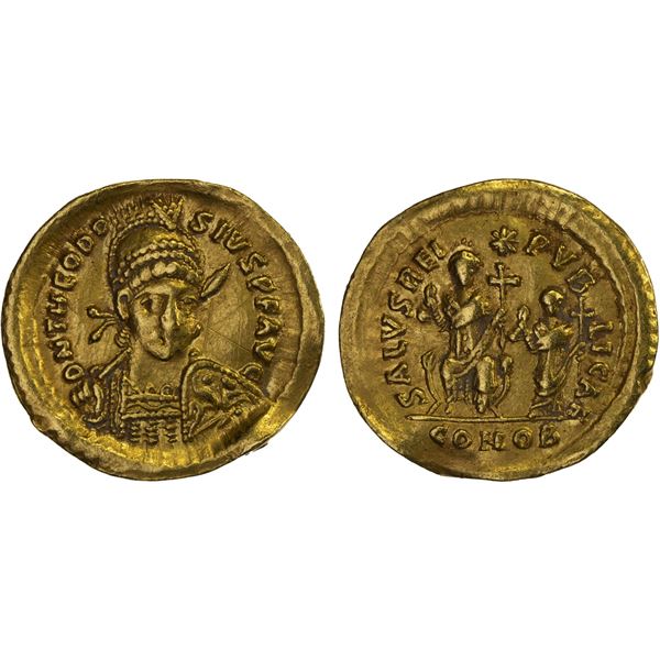 ROMAN EMPIRE: Theodosius II, 402-450 AD, AV solidus (4.29g), Constantinople, VF-XF