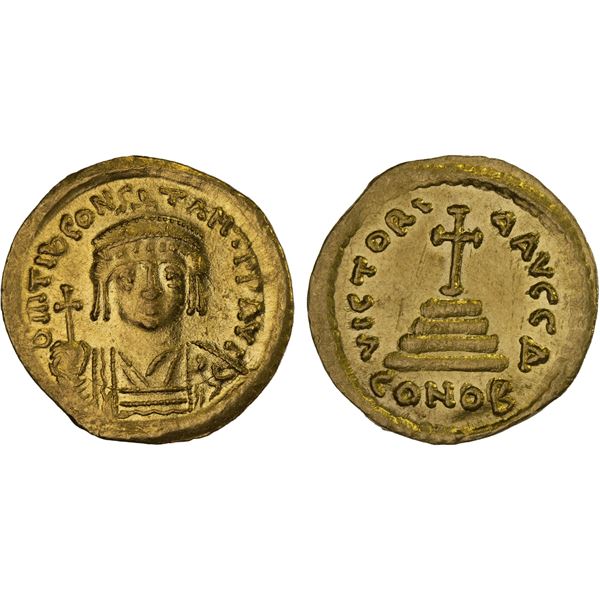 BYZANTINE EMPIRE: Tiberius II Constantine, 578-582, AV solidus (4.49g), Constantinople, Unc