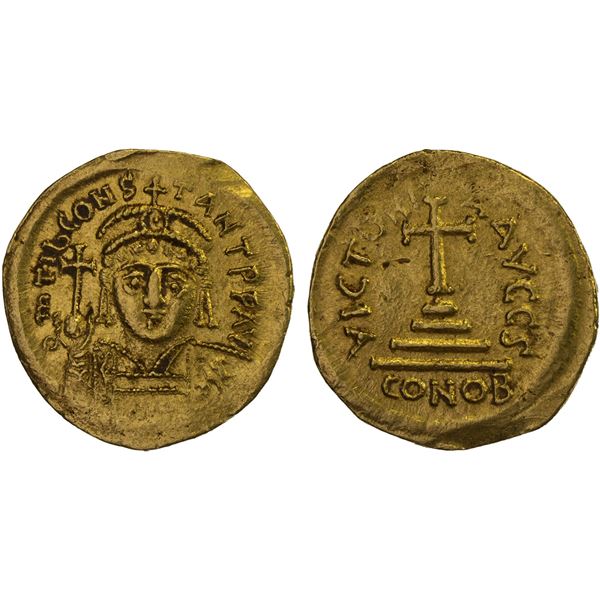 BYZANTINE EMPIRE: Tiberius II Constantine, 578-582, AV solidus (4.29g), Constantinople, VF-XF