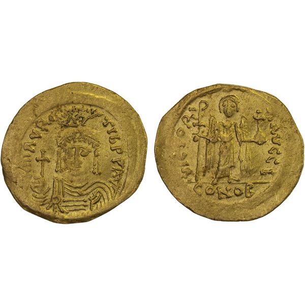 BYZANTINE EMPIRE: Maurice Tiberius, 582-602, AV solidus (4.29g), Constantinople, VF-XF