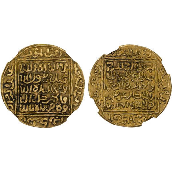 ZIYANID: Abu Tashufin 'Abd al-Rahman I, 1318-1337, AV dinar (4.57g), blundered mint name, NGC MS62