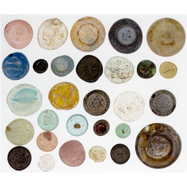 NON-FATIMID: COLLECTION of 28 glass weights (jetons)