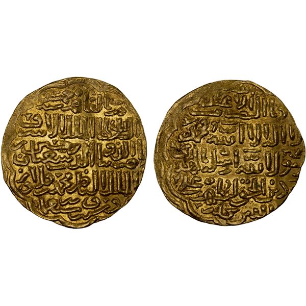 BAHRI MAMLUK: al-Ashraf Sha'ban II, 1363-1376, AV dinar (6.25g), al-Qahira, AH765, lovely XF-AU