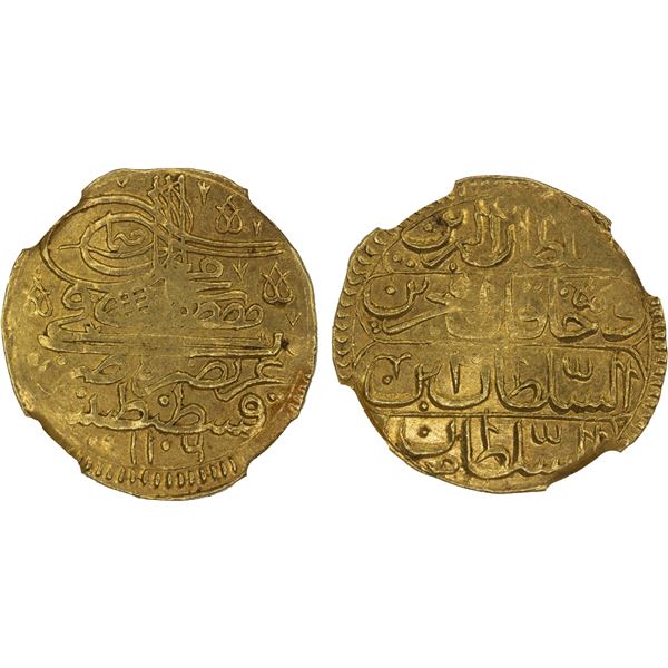 TURKEY: Mustafa II, 1695-1703, AV sultani (ashrafi), Kostantiniye, AH1106, NGC MS61