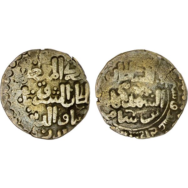 GHORID: Taj al -Din Yildiz, 1206-1215, debased AV dinar (4.05g), (Ghazna), AH612, F-VF